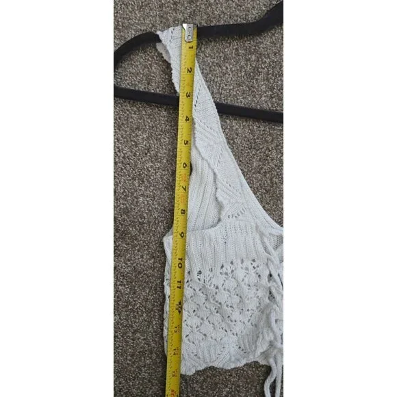 Forever 21 White Crochet Knit Lace-Up Crop Top X-Small - Picture 6 of 7